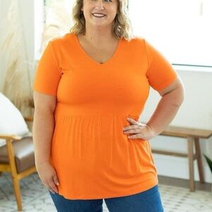 Michelle Mae Bright Orange Short Sleeve Top